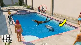 GTA 5 REAL LIFE TEEN MOD #29 SHARK IN A POOL PRANK FAIL