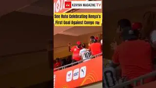 President Ruto's reaction celebration after Kenya scores one against DR Congo at CHAN Kasarani