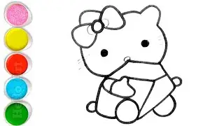 Cute Hello Kitty With Diamond Drawing, Painting and Coloring For Kids and Toddlers_ Child Art