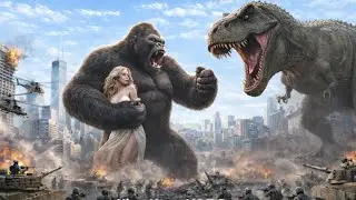 The King Protects His Queen | Kong VS T-Rex Fight