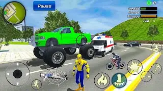 Spider Rope Hero Vegas Crime City - Monster Truck and School Bus Driving - Android Gameplay