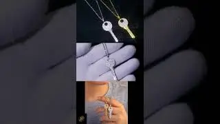 925 Sterling Silver Necklace , VVS Supernova Moissanite Diamond Key Pendant #shorts #love #cute
