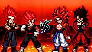 Evil Gogeta SSJ V3 OP & Evil Vegito SSJ V3 OP VS Gogeta SSJ4 V6 OP & Xeno Vegito SSJ4 V3 OP in Mugen