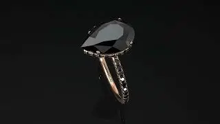 Hidden Halo Elegant Pear black diamond Engagement Ring - Ariel No. 38