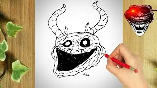 How to Draw Trollface step by step | Creepy drawing trollface