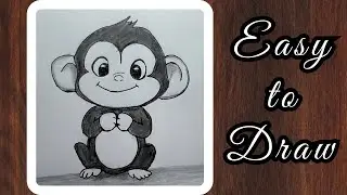 How to draw a Baby Chimpanzee easy | Monkey drawing | Cartoon sketch | Drawing Tutorial | Animal art