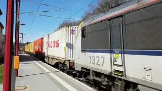 SNCB 1327 with cargo train in Leudelange towards Luxembourg