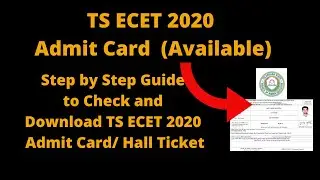 TS ECET 2020 Hall Ticket (Available) - How to Download TSCHE TS ECET 2020 Admit Card Online