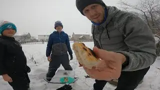 Baking bread over the fire using Outdoor Boys bread recipe