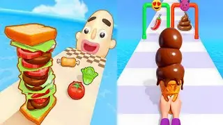 NEW UPDATE Sandwich Runner VS Stacky Icecream Max Level Challenge.