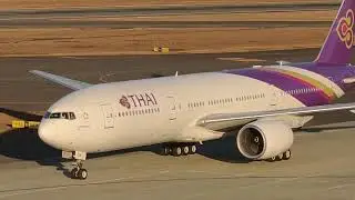 中部国際空港 タイ国際航空 ボーイング777-200ER 着陸シーン 2026年1月9日