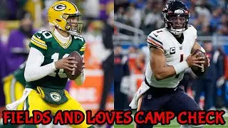 Justin Fields and Jordan Love NO COMMENTARY Chicago Bears Packers Training camp Check in 7302023