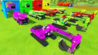 Garage With Color - ALL COLORFUL KOMATSU EXCAVATOR, SCANIA CRANE TRANSPORTING TO GARAGE WITH TRUCK
