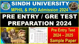 Sindh University Pre Entry Test Preparation 2024 for MPhil /PhD candidates | MPhil Sample Paper 2024