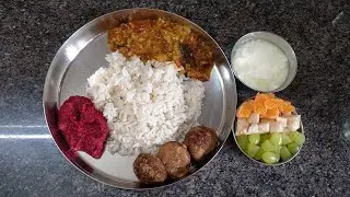 Simple lunch menu / Beetroot chutney / Sweet paniyaram/ Peerkangai kadayal /Tricolour fruit salad