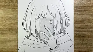 Comment dessiner une fille qui prend un selfie &ndash; dessin facile au crayon