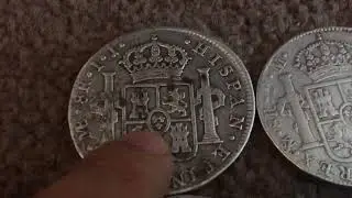 Four Silver Pieces of Eight (8 Reale coins)