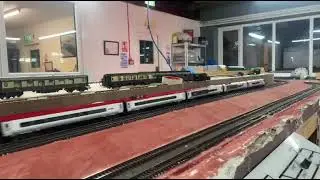 Virgin trains class 390 pendolino running at the cradley heath model railway club.