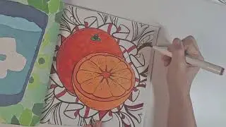 Vibrant Orange Mandala Coloring | Bold & Easy Mandala Mashup: Food & Snacks Edition