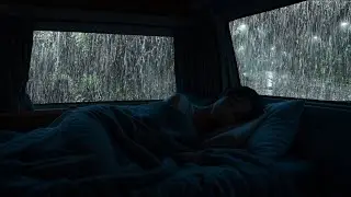 Rain Sounds for Sleeping ⚡ Soft Rainfall and Thunder on Cozy Car for Night Relaxation & Fast Sleep
