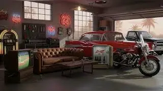 2 in 1 - Old School Dream Garage & Man Cave - Just Sit Back and Chill
