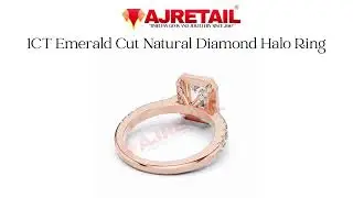 1CT Emerald Cut Natural Diamond Halo Ring 18K Rose Gold  #ajretail  #diamondring