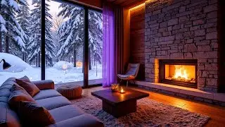 Beautiful Winter Coffee Shop ❄️ Gentle PIano Piano & Warm Fireplace Ambience for Focus and Study