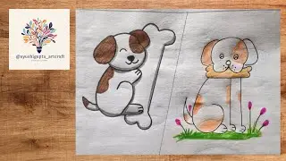 Cute Puppy Drawings Step by Step | Easy Animal Drawing with Pencil & Colors #CuteDogDrawing 