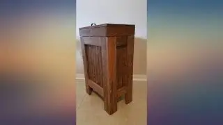 Wood Wooden Trash Bin Kitchen Garbage Can 13 Gallon , Recycle Bin, Dog Food Storage review