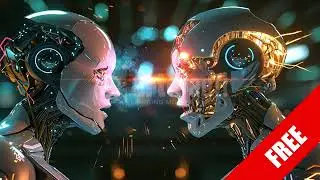 Free AI Androids Animation | Face-to-Face Robotics Loop | Futuristic HD Stock Video