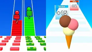 Bridge Race vs Ice Cream Rush - Gameplay MAX LEVELS SpeedRun Android iOS Ep 45