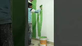 Perfect finishing with roller painting 🎨 | #shorts #art #painting #wall #green #finishing
