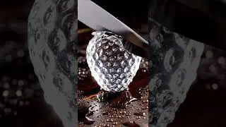 ASMR Glass Strawberry Slice | Hyper-Realistic Slow-Motion Knife Cutting [4K]