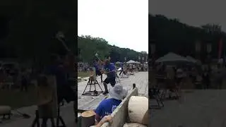 Standing block finals PA championships. Professional lumberjack Mark Bouquin