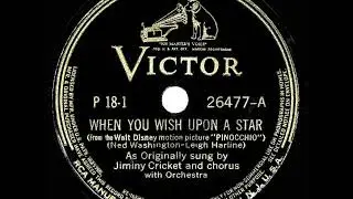 1940 HITS ARCHIVE: When You Wish Upon A Star - Cliff Edwards (78rpm &ldquo;Pinocchio&rdquo; soundtrack version)