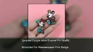 2pcs/set Couple Mice Enamel Pin Graffiti Brooches For Women Lapel Pins Badge on Backpack Cloths