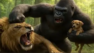 Epic Battle:kong Save puppy From the lion King 🦁🐵🐶/ Kong movie/ Bigfoot movie