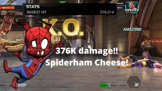 Spiderham cheeses in 7.3.6 with insane power sting damage!! | 370k Power Sting | MCOC