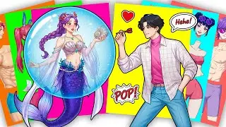 Hehe! Gotcha! 🎯🧜‍♀️ Mermaid HUNTRIX RUMI x SAJABOYS JINU - KPOP DEMON HUNTERS | Sticker Book DIY