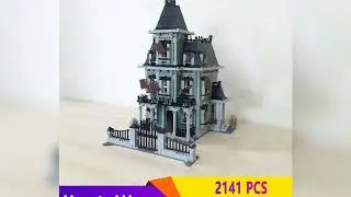 #With Light Monster Fighter  MOC Display Haunted House Compatible 10228 16007 Building Blocks Brick