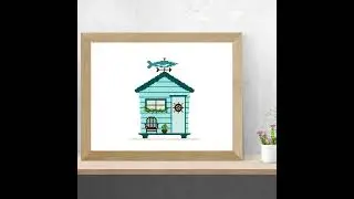 Make a Colorful Beach Hut with Wind Vane, Beach Chair and Cactus - Cross Stitch Pattern #crossstitch