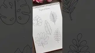 Tropical leaves🍁🌿#leaves #doodle #art #drawingtutorial #painting #shortsviral #satisfying #flowers