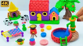 DIY How to make Miniature Village House with Round Swimming Pool, Kitchen Set, HandPump, Charpai...