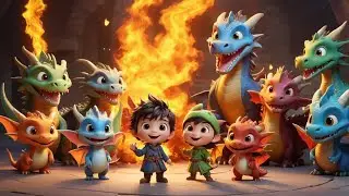 Eight Little Dragons Breathing Fire | Exciting Dragon Nursery Rhyme Kids | Fiery Counting Adventure