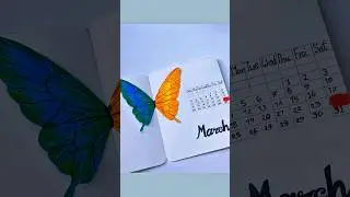 🦋 3D Butterfly Calendar Art | Easy March Design ✨ #art #creativeart #shorts