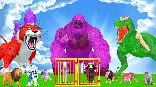 10 Mammoth Elephant Cow vs 5 Giant Tiger Lion Zombie Wolf Attack Cow Buffalo Saved by Woolly Mammoth