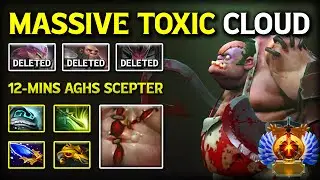 MASSIVE TOXIC CLOUD MONSTER CARRY Pudge With 12-Mins Aghs Scepter Item | 100% Can't be Tamed Dota 2