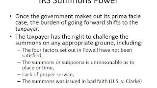 Module I: IRS Summons Power