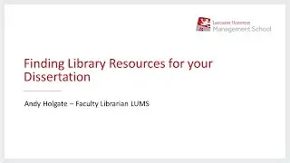 Finding Library Resources for your Dissertation