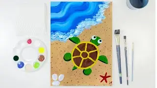 🎨Easy Sea Turtle Painting Step by Step Tutorial for Kids and Beginners! 🐢